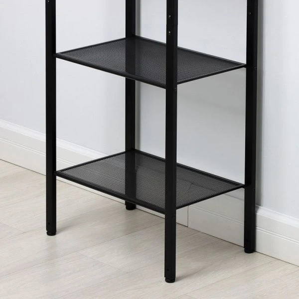 Стеллаж 4 полки 47*30*114см металл ТОРОНТО 14 каркас черный, верхняя полка ЛДСП (1)