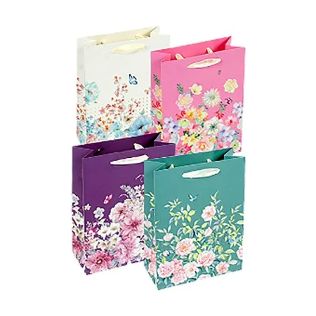 Пакет бумажный 17,5*23,5*8см вертикальный Цветочные россыпи микс 012/351 (12/240)