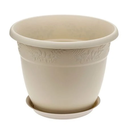 Кашпо 2,3л d190мм пластик РЯБИНА с поддоном латте (32)