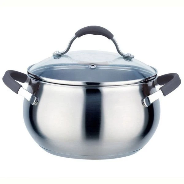 Кастрюля 2,8л нерж.сталь УДОБНАЯ стекл.крышка капсульное дно 0,6мм У-1828 (6)