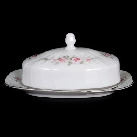 Масленка 250мл фарфор БЕРНАДОТТ СЕРАЯ РОЗА платина 5МН25К115396021 ВЫВОД