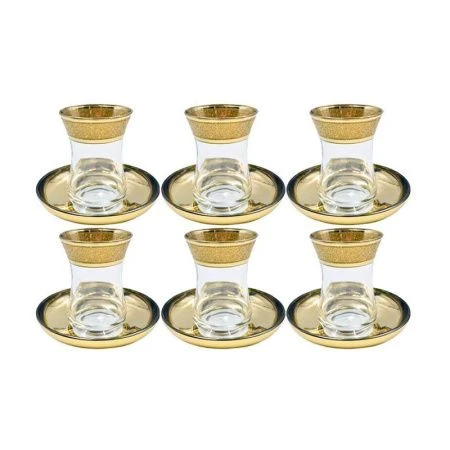 Чайный набор армуды 12пр стекло ЗОЛОТОЙ КАРАТ на 6 персон KAV23-251/AV-4201/S/J/12 (4)