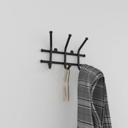 Вешалка 3 крючка настенная 23*8*16,5см металл НОРМА коричневая (10)