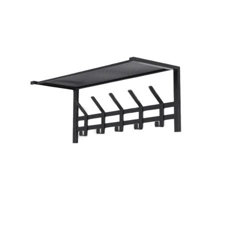 Вешалка настенная с полкой металл Торонто 21 черная 67*27*27см (1)