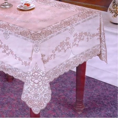 Скатерть 60*90 (150*228см) ПВХ ОВАЛ EMBOSSED бежевая/коричневая 101 (36)