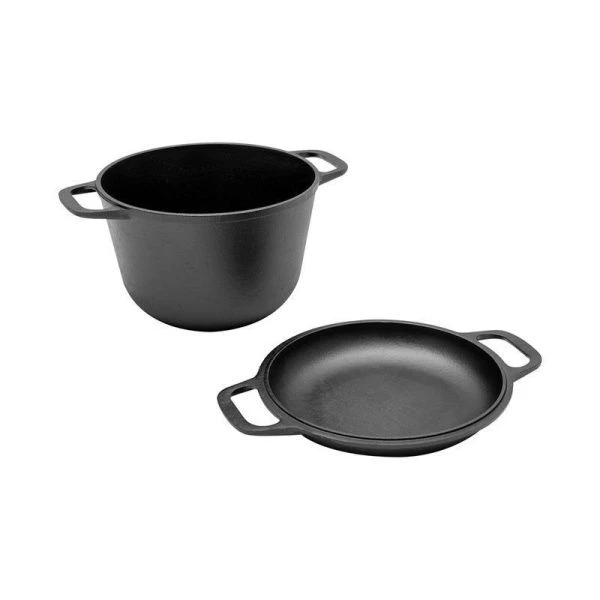 Кастрюля 3л чугун с крышкой-сковородой 20см (2)