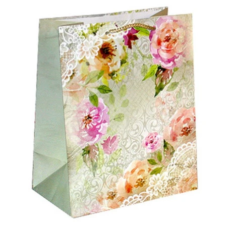 Пакет бумажный 26*32*15см вертикальный матовый Кружева чувств (12/144)