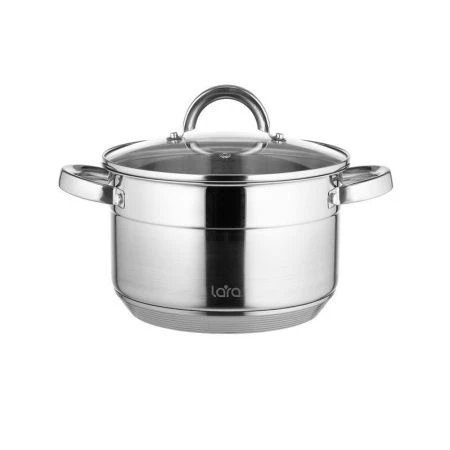 Кастрюля 3,8л нерж.сталь Aurora стекл.крышка 20см капс.индукц.дно LR02-402 (4)