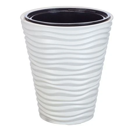 Кашпо 19,5л d340мм h385мм пластик ДЮНА Белый со вставкой 9л (1)