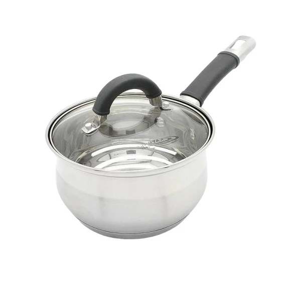 Ковш 1,9л нерж.сталь ИРИДА стекл.крышка d16см толщина стенок 0,5мм KT08-К (4)