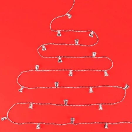 Новогоднее украшение бусы на ёлку серебряные  "Колокольчики" НУ-6742