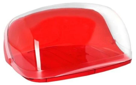 Хлебница 31,5*15*25,4см пластик КРИСТАЛЛ малая красная прозрачная (6)