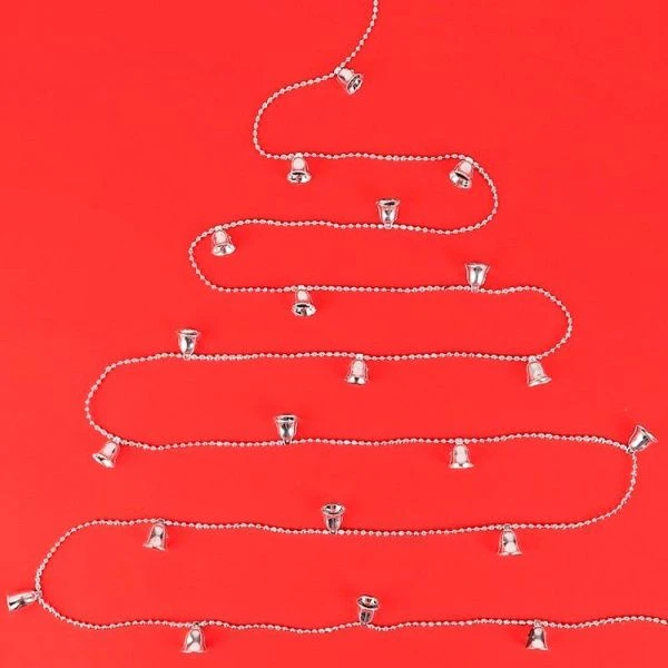 Новогоднее украшение бусы на ёлку серебряные  "Колокольчики" НУ-6742