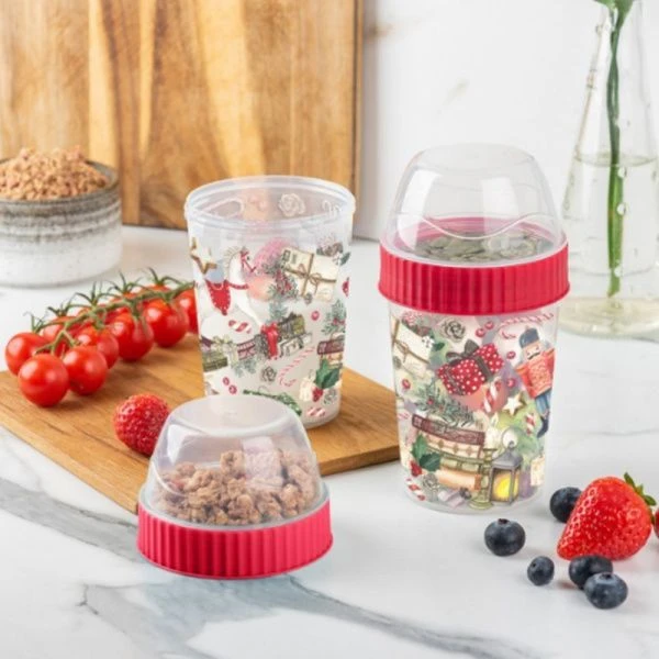 Контейнер для завтрака 440мл пластик ИГРУШКИ с декором красный (16) 223137306/03