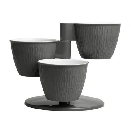 Горшок цветочный 27*22см пластик КАСКАД-ПИРАМИДА серый муссон/антрацит (10)