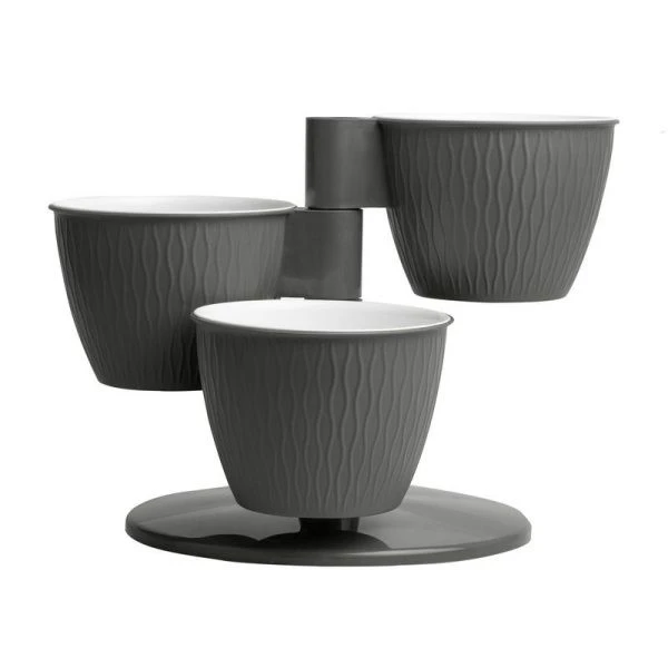 Горшок цветочный 27*22см пластик КАСКАД-ПИРАМИДА серый муссон/антрацит (10)