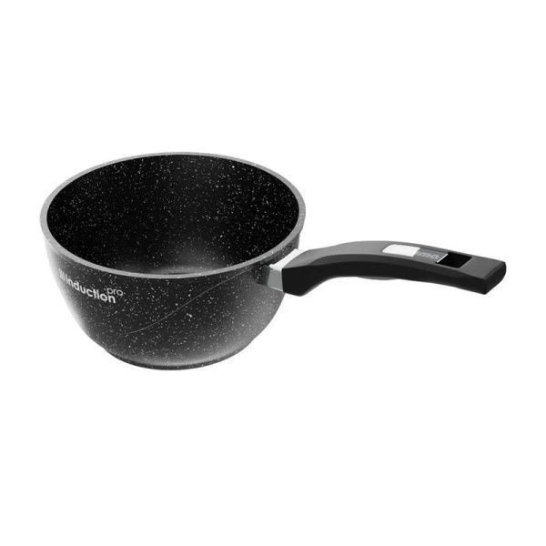 Ковш 1,7л алюминий АП ГРАНИТ BLACK star стекл.крышка 18см индукция (8)