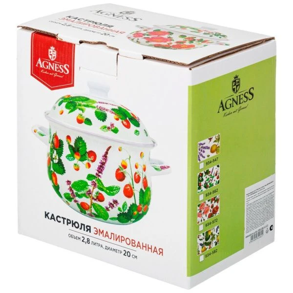 Кастрюля 2,8л эмаль Fruit Basket с крышкой 20см выс.12см (6)