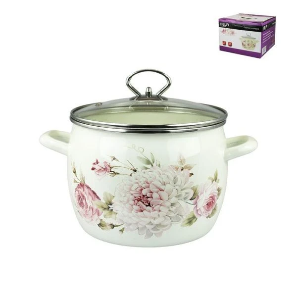 Кастрюля 4,3л эмаль Pions со стекл.крышкой 20см индукция DL13060 (8)