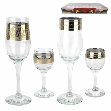 Набор барного стекла 12пр ЗОЛОТОЙ ОРНАМЕНТ (бокалы 6шт, рюмки 6шт)