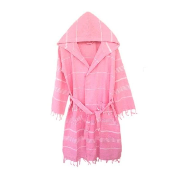 Халат пештемаль 100% хлопок с капюшоном SULTAN M розовый