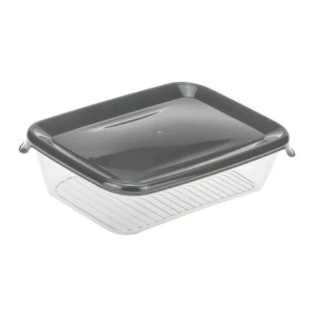 Контейнер пищевой 500мл 170*125*45мм пластик прямоугольный графитовый (30)