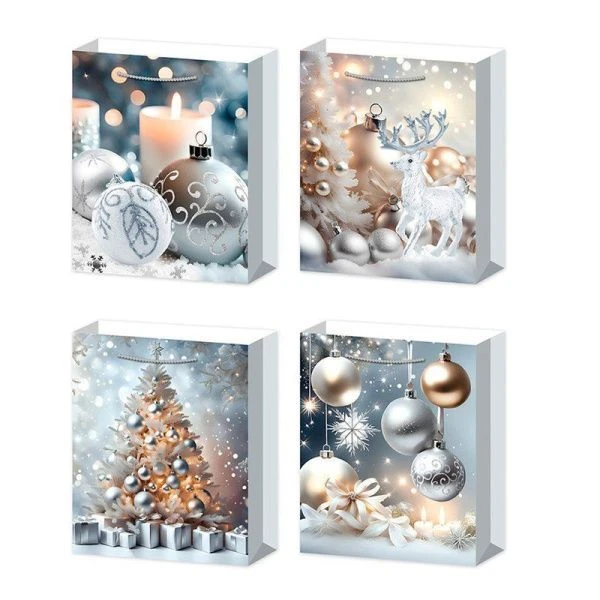 Пакет новогодний бумажный 12*15*8см 1645-4 (12/2400)