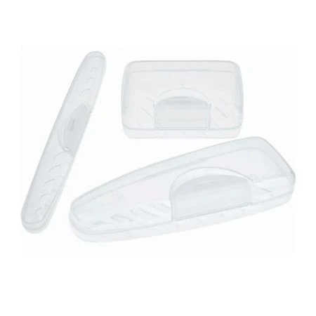 Дорожный набор 3пр (мыльница, футляр для зубной щетки, футляр для бритвы) пластик прозрачный (35)