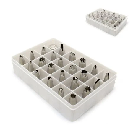 Набор насадок кондитерских для декорирования 24шт нерж.сталь в контейнере (60)