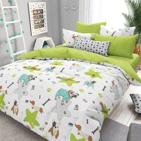 КПБ 1,5сп поплин Тинейджер (под.215*150, пр.90*200*20 на резинке, нав.70*70) (П-202Т салатовый)