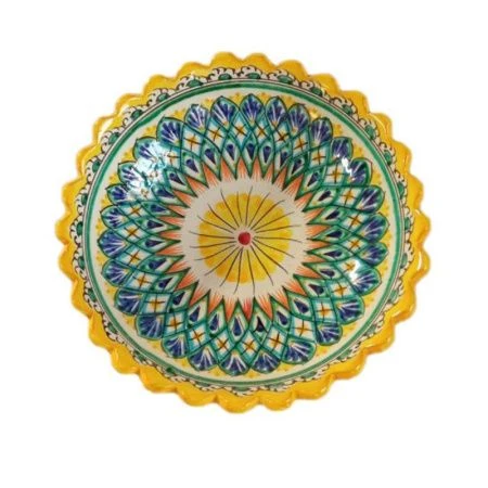 Фруктовница 23см керамика круглая каракалам желтая (13)