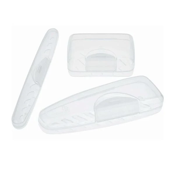 Дорожный набор 3пр (мыльница, футляр для зубной щетки, футляр для бритвы) пластик прозрачный (35)