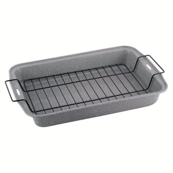 Форма для запекания 37,5*26*5,5см угл.сталь АП с решеткой для гриля, арт. 6001M (16)