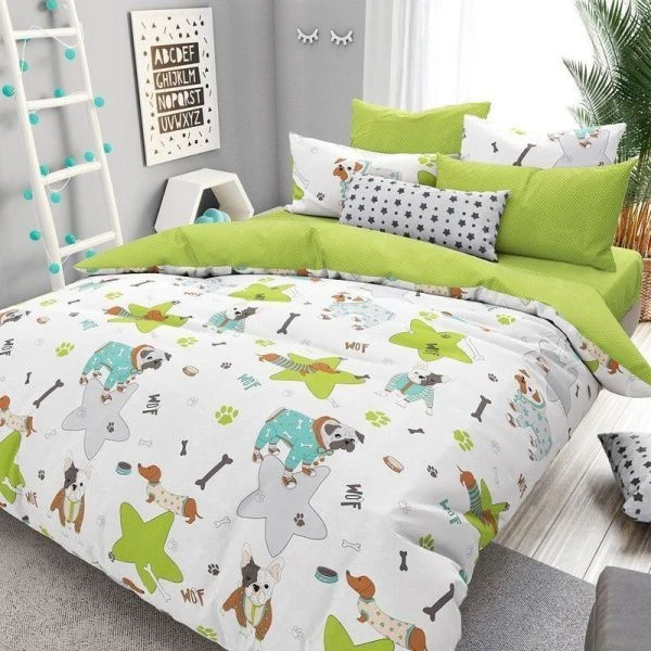 КПБ 1,5сп поплин Тинейджер (под.215*150, пр.215*150, нав.70*70) (П-202Т салатовый)