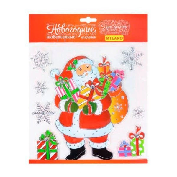 Интерьерная наклейка Дед Мороз с подарками 25*25см НУ-9238