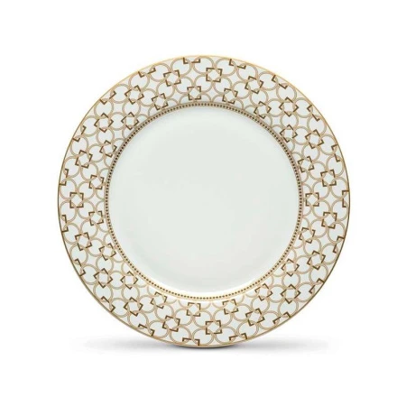 Тарелка мелкая 27см фарфор Deco бело-бежевая с золотистым кантом Круги и квадраты обеденная PM-0120/DECO (2