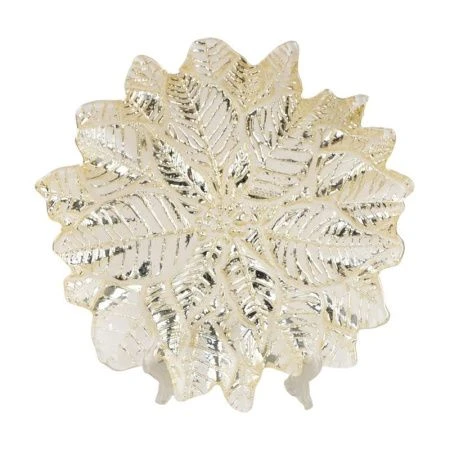 Тарелка мелкая 21см стекло ЛЕДЯНОЙ ЦВЕТОК золото плоская 19306/G (8)