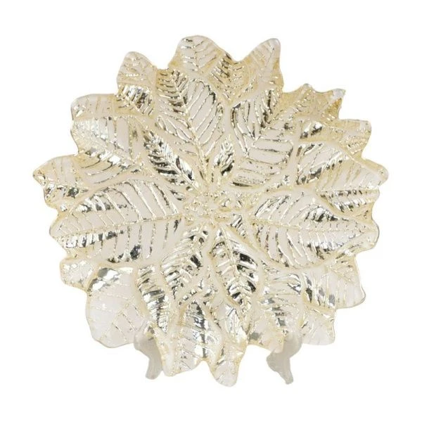 Тарелка мелкая 21см стекло ЛЕДЯНОЙ ЦВЕТОК золото плоская 19306/G (8)