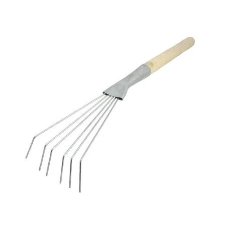 Грабли веерные цветочные проволочные 6 зубьев 63*8см металл с дер.ручкой С662/1 (10)