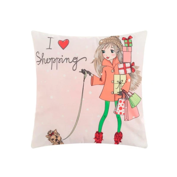 Наволочка декоративная 40*40см велюр Девичьи истории Shopping