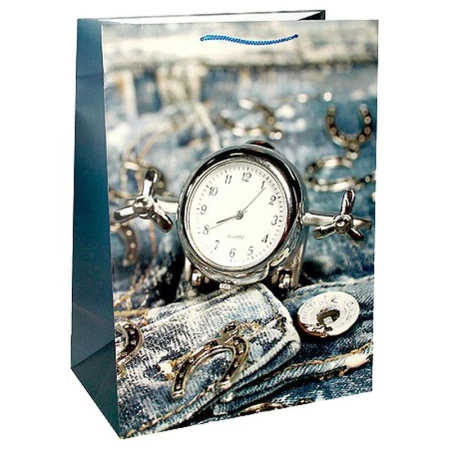 Пакет бумажный 40*55*24см вертикальный матовый Удачное время 26-538 (12/144)