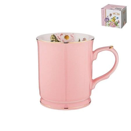 Кружка 420мл фарфор Времена года розовая (48)