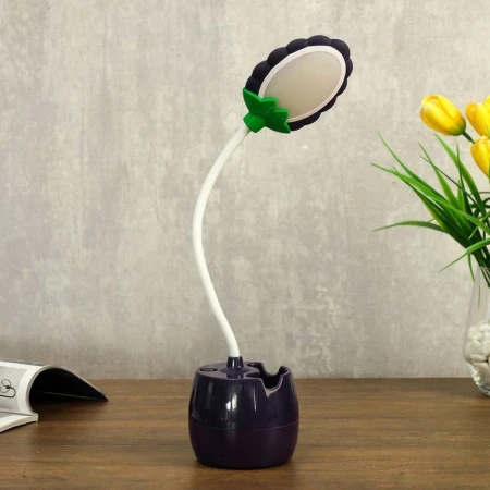 Лампа настольная пластик LED 85293/1 AKB фиолетовая 9*7*36см