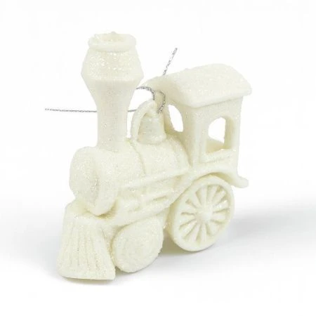 Игрушка новогодняя на елку ПАРОВОЗ 9*7см пластик белая OSHR21-536/JC-16463 (1200)