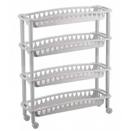 Этажерка 4 секции 59*18*73см пластик ДЖУЛИЯ серый/св.серый узкая (4)