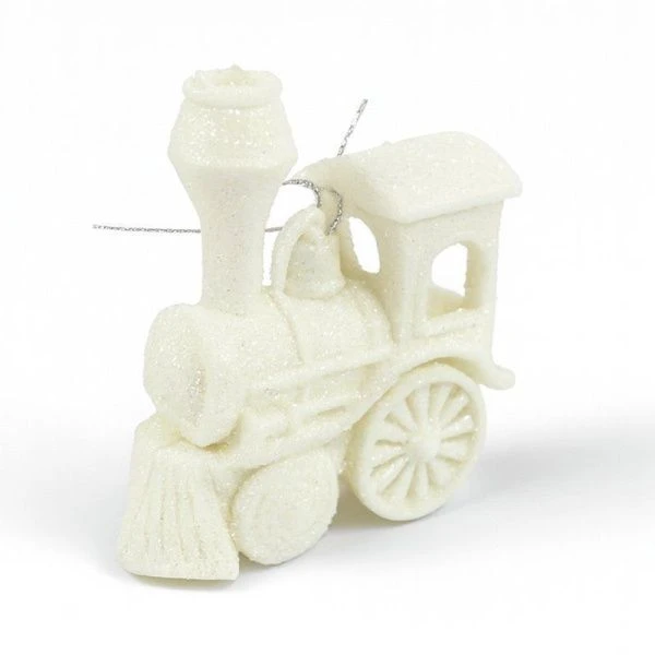 Игрушка новогодняя на елку ПАРОВОЗ 9*7см пластик белая OSHR21-536/JC-16463 (1200)