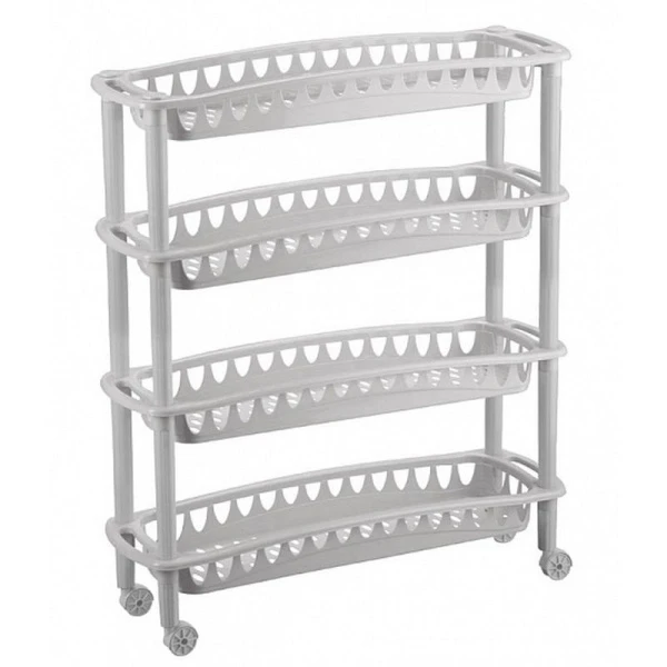 Этажерка 4 секции 59*18*73см пластик ДЖУЛИЯ серый/св.серый узкая (4)