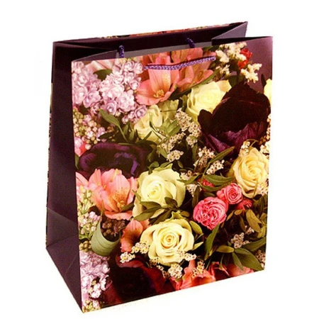 Пакет бумажный 26*32*15см вертикальный матовый Букет с анемонами (12/144)