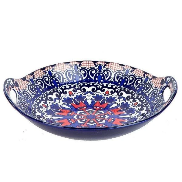 Блюдо 22,5*20,5*4,5см фарфор Arabesque синий с ручками (36) ВЫВОД