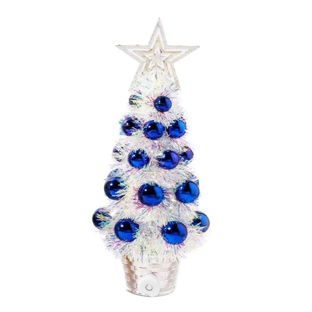 Елка искусственная 35см со светодиодами с игрушками PE/PVC белый/синий XR-2023028/JC-15173 (60)
